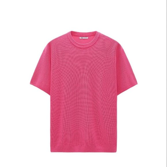 ZARA PURL-KNIT T-SHIRT PINCK SIZE M 3332/420/620 - Picture 2 of 7